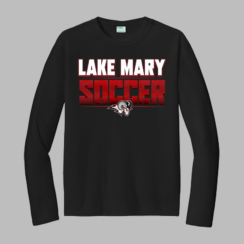 Lake Mary Soccer Red Text Long Sleeve