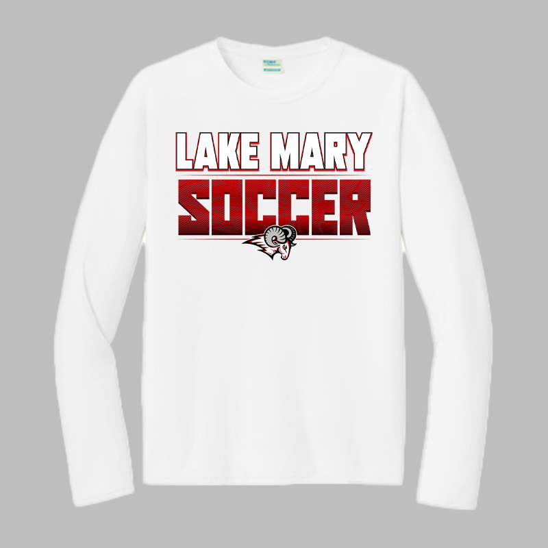 Lake Mary Soccer Red Text Long Sleeve