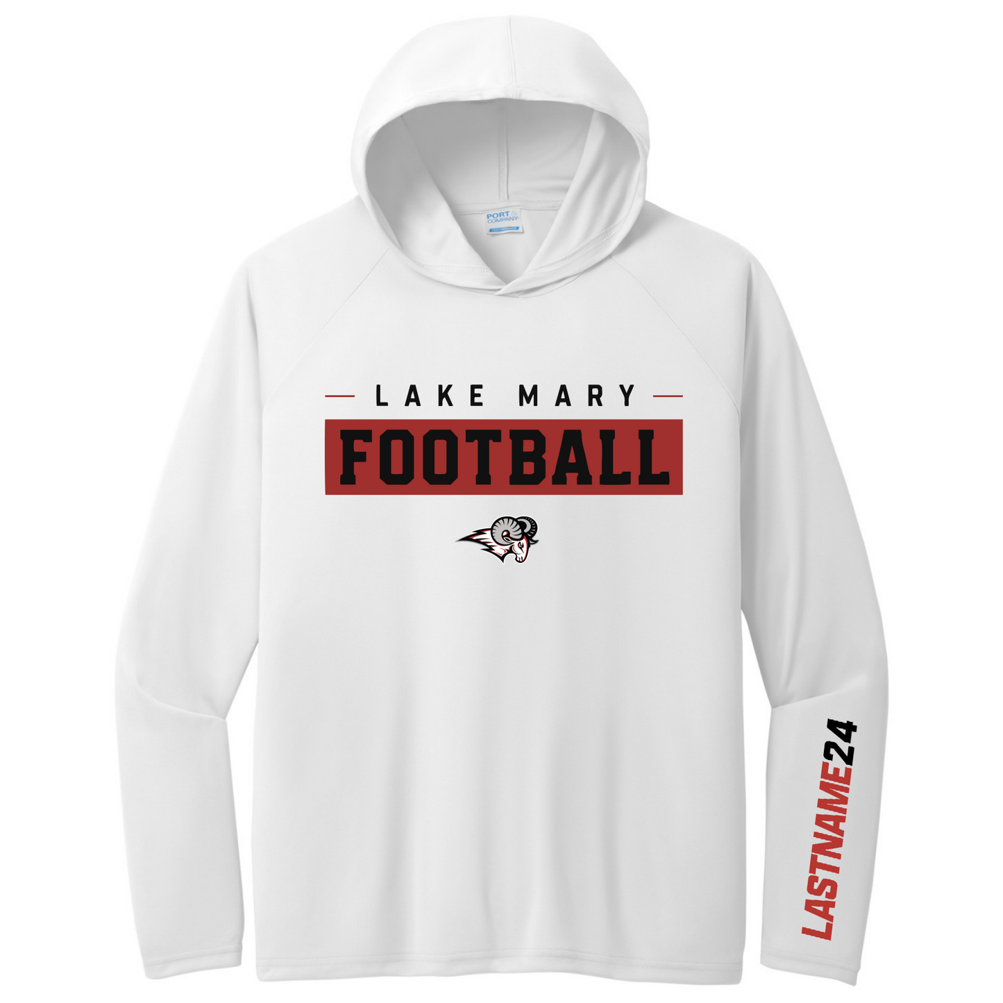 Lake Mary FOOTBALL Banner Black Personalized Long Sleeve Hoodie