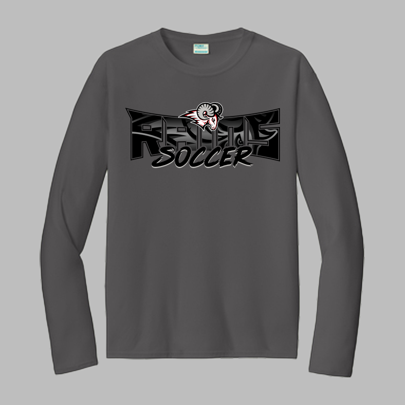 Rams Soccer Black Text Long Sleeve