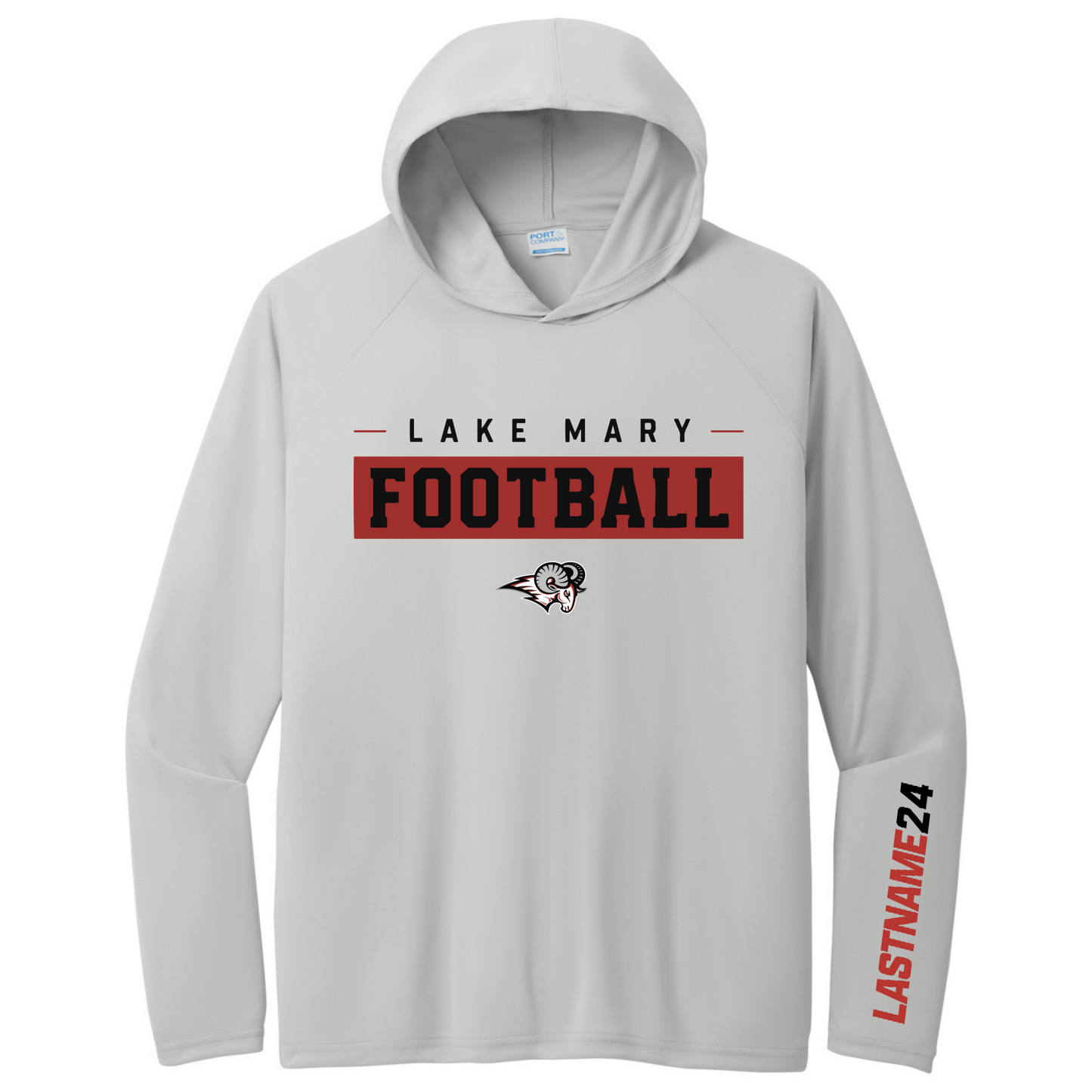 Lake Mary FOOTBALL Banner Black Personalized Long Sleeve Hoodie